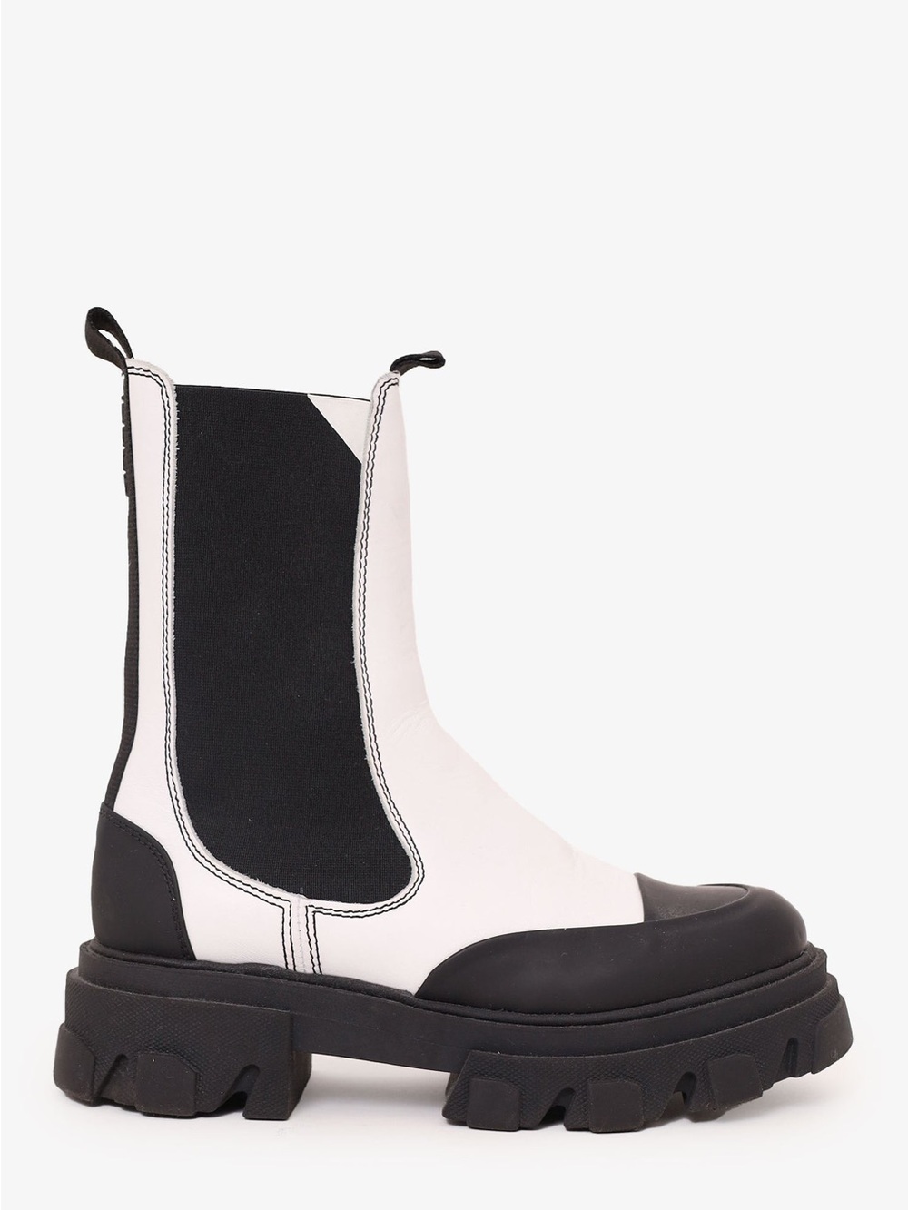 Ganni Black & White Lug Chelsea Boot sz 38
